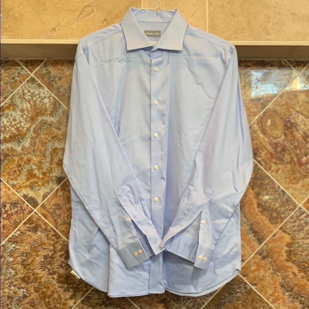 Men’s Michael Kors Slim Fit Airsoft Stretch Performance Blue & White Dress Shirt